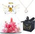 Eternal Rose Angel Figurines with I Love You Necklace in 100 Languages